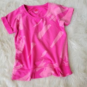 Pink Workout Sweatshirt Bleached Short Sleeve Yoga